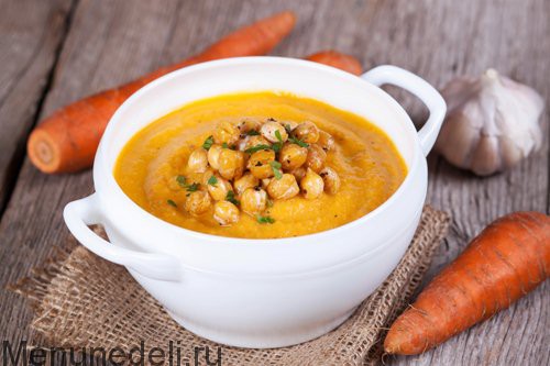 Морковный суп-пюре с хрустящим нутом: рецепт с фото пошагово | Меню недели