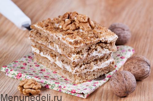 Ореховый торт с белым кремом | Меню недели