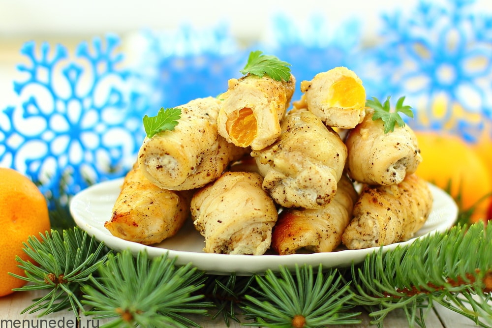Рецепт куриных рулетиков с мандаринами | Меню недели