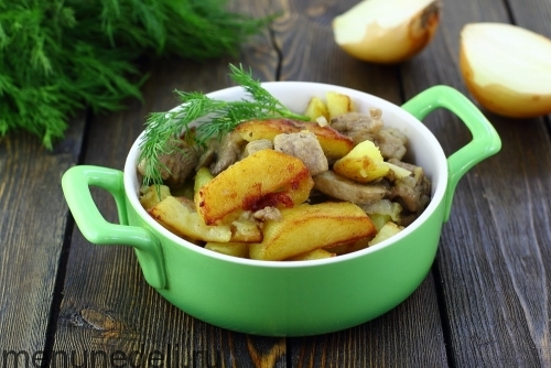 Рецепт жареной картошки с мясом и грибами | Меню недели