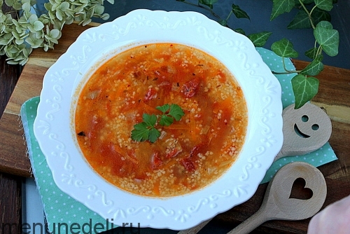Рецепт супа с кускусом и вялеными томатами | Меню недели